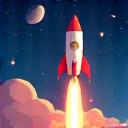 Illustrasjon av en rakett som tar av.